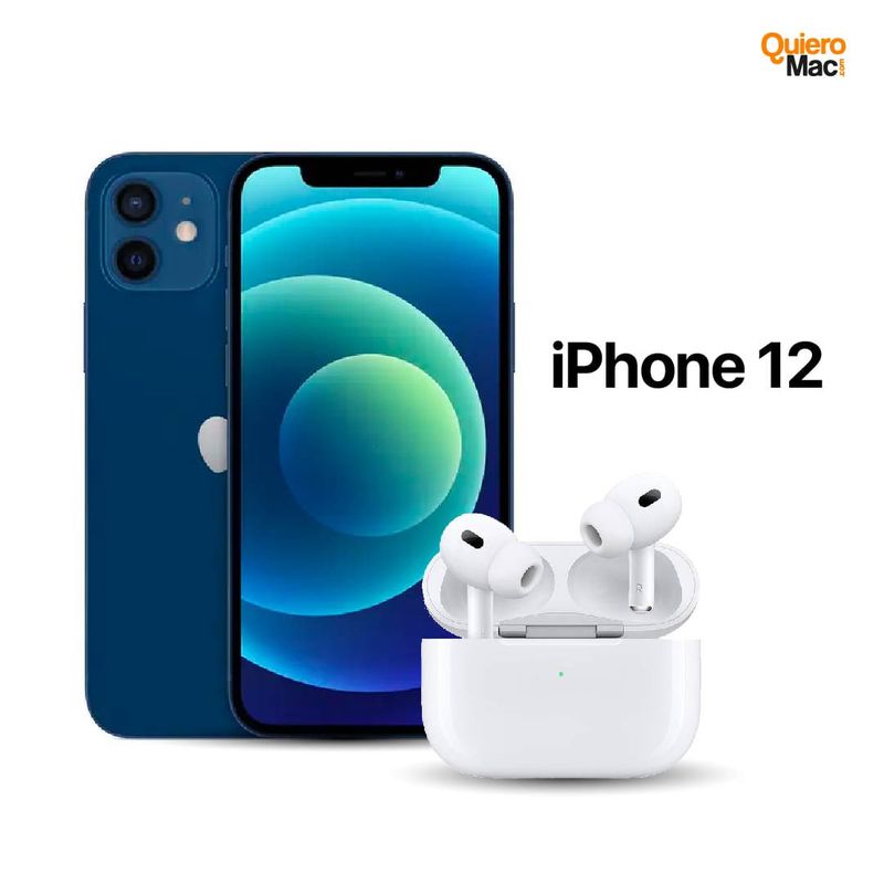 Celular Reacondicionado iPhone 12 64Gb Azul + AirPods Pro 2 Genericos