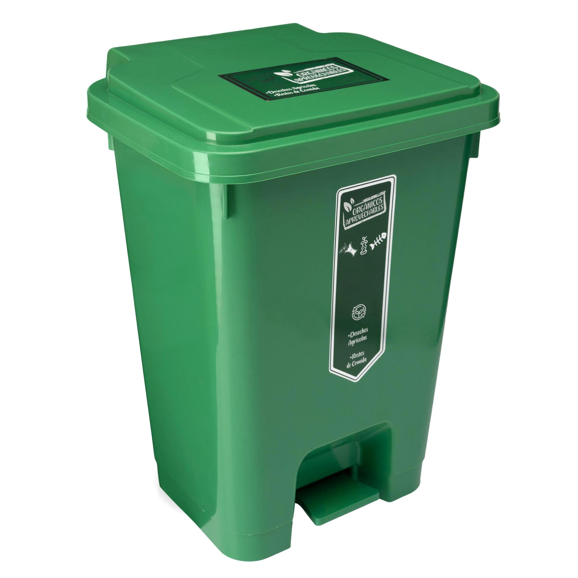 Cubo basura reciclaje plastico apertura pedal 35 Litros Verde claro