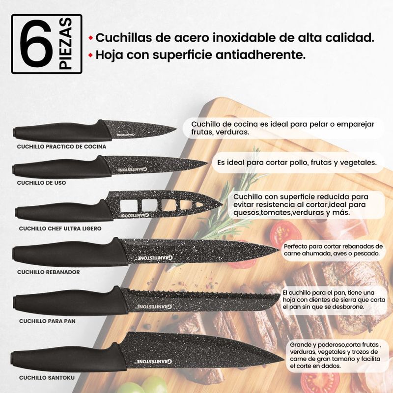 Set cuchillos para fruta, quesos y verduras