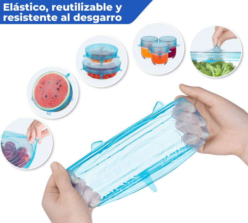  Tapas elásticas de silicona reutilizables, productos