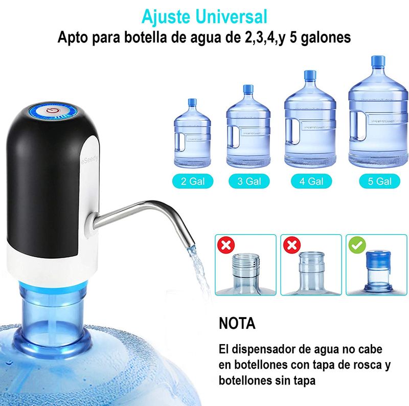 GENERICO Bomba Dispensador Agua Electronico Recargable Usb Botellon