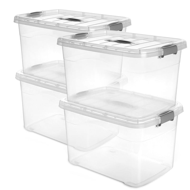 cajas plásticas transparentes.