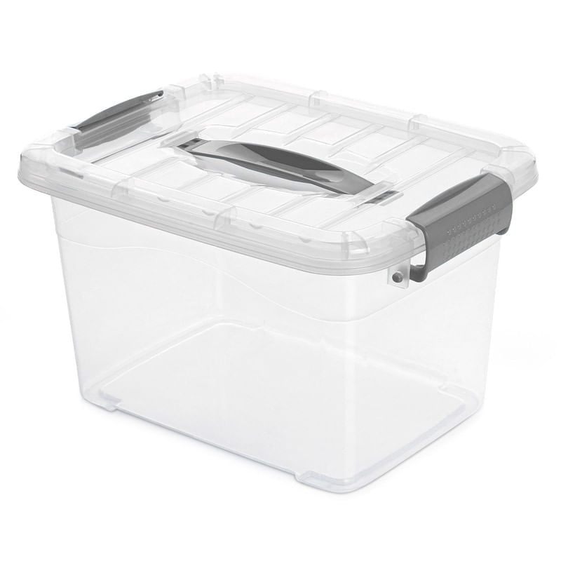 Cajas organizadora plástica transparente con tapa 5.5 Litros Gris