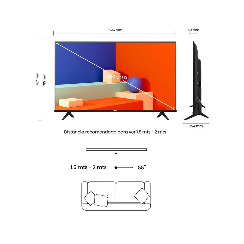 Televisor Hisense 55 (139cm) UHD 4K Smart Tv Negro 55A6K