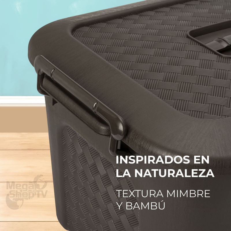 Cajonera plástica organizadora con tapa - cajas o canastas 15L Café