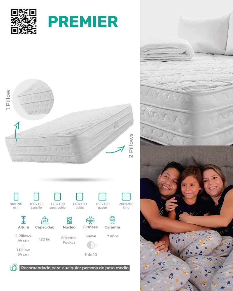 Combo Colchón Sigma Pillow basecama cafe almohada protector 120x190  COLCHONES FANTASIA