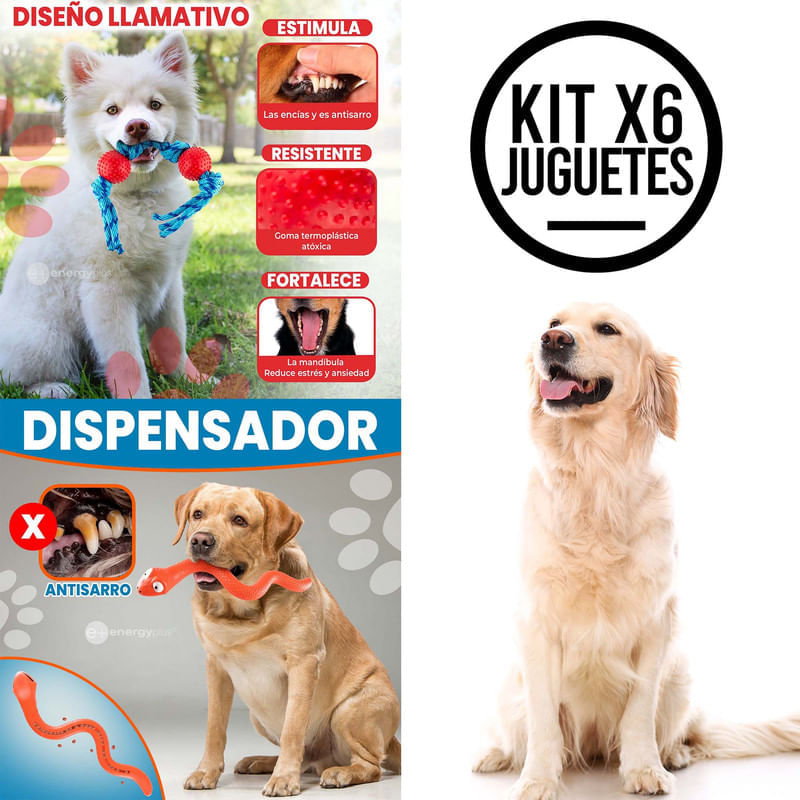 Kit X6 Juguetes para Perros Medianos: Diversión Asegurada