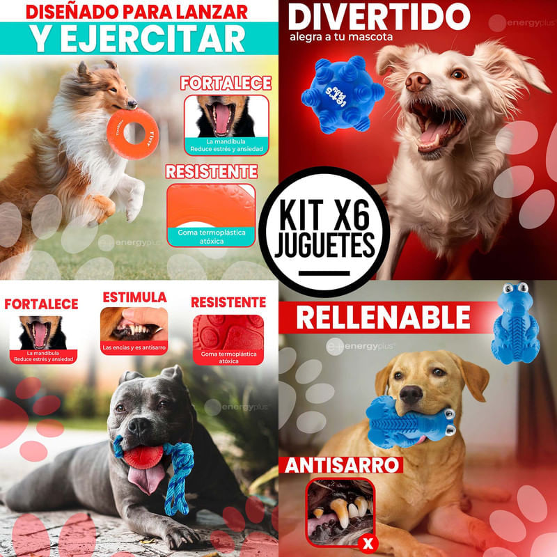 Kit X6 Juguetes para Perros Medianos: Diversión Asegurada