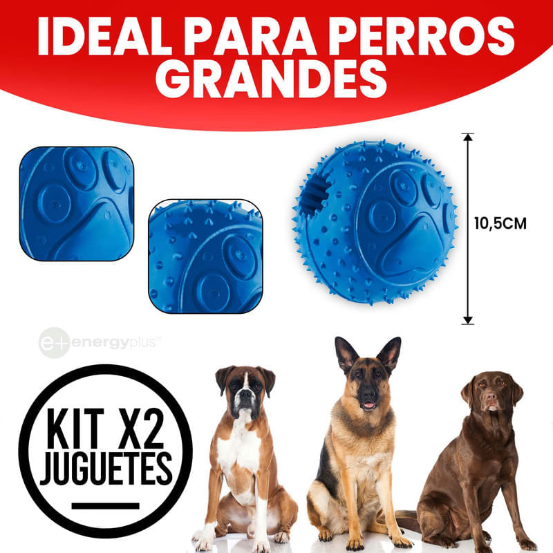 4 Pelotas para Perros Grandes: Juguete Limpia Sarro, Fuerte