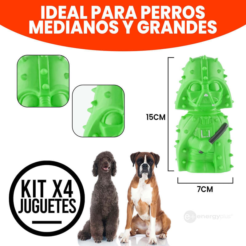 4 Juguetes Mordedor Dental Hueso Goma para Perros Medianos