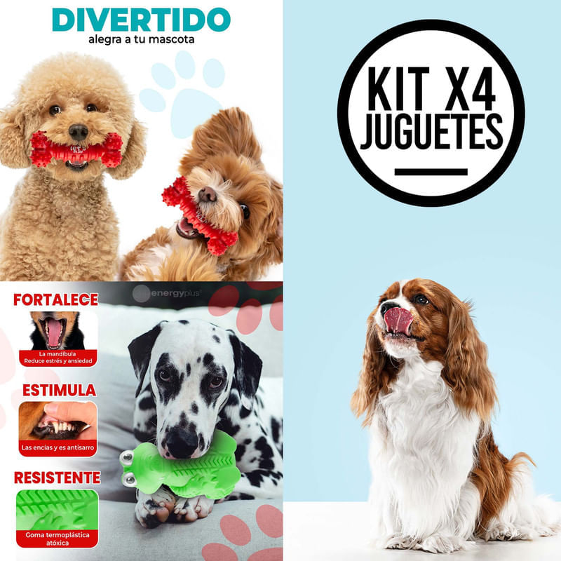 Kit X4 Juguetes para Perros Medianos: Diversión Garantizada