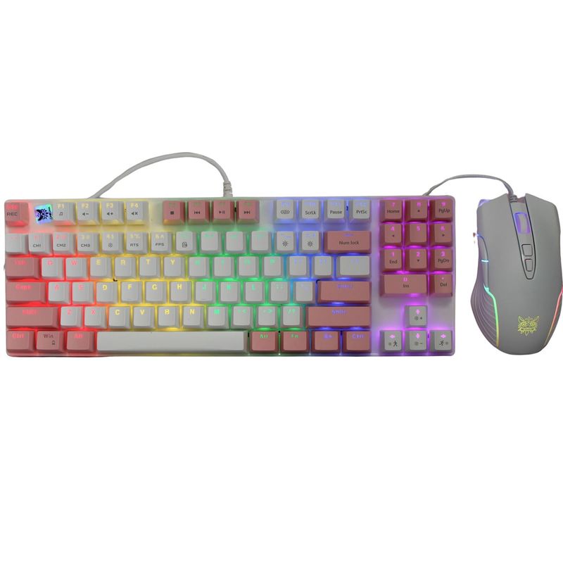 Combo de teclado y ratón inalámbricos retroiluminado RGB, recargable,  letras iluminadas, tamaño completo, ergonómico, modo de