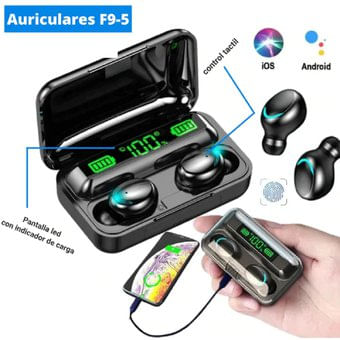 Auriculares Inalámbricos, Funda con LED, Control Táctil y