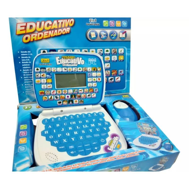 Mini computador poratil con mouse Infantil educativo AZUL