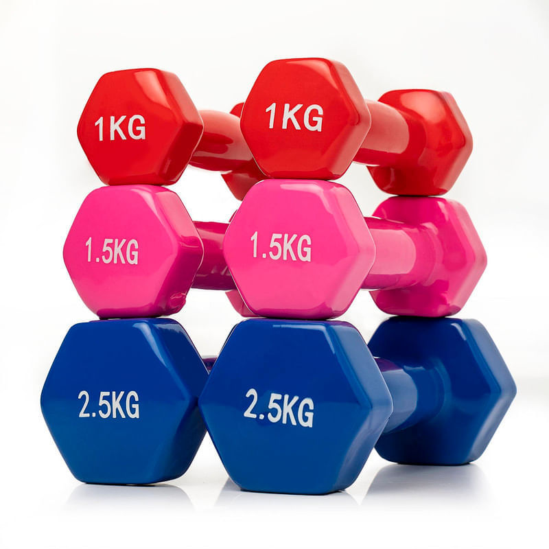 Kit Mancuernas 10KG Hexagonales Neopreno, Set pesas Completo