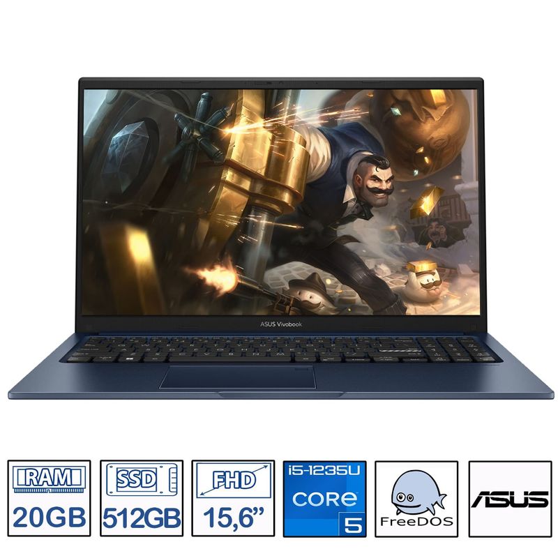 Computador Portátil ASUS Vivobook 15.6 Pulgadas X1504ZA - Intel Core i5 -  RAM 20GB - Disco SSD 512 GB - Azul