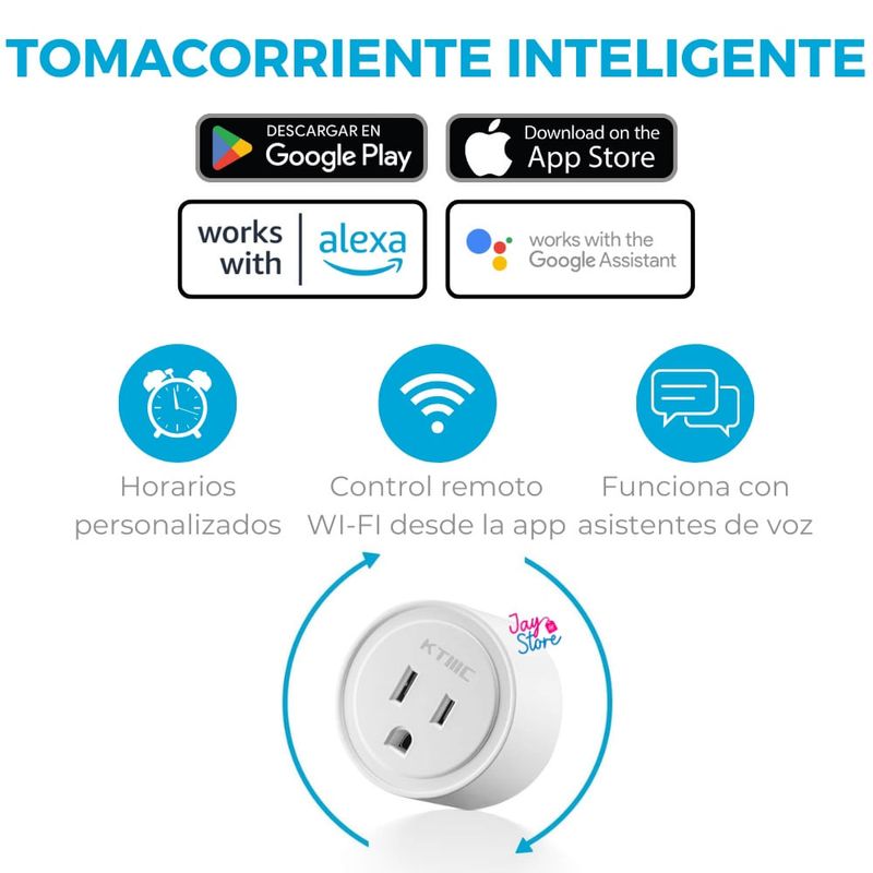 Enchufe inteligente Alexa, enchufe Wi-Fi de 2.4 G, funciona con Alexa y  Google Home, mini enchufe inteligente con control remoto por voz,  temporizador