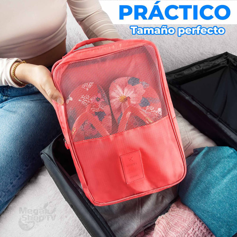 Bolsa Organizadora de viaje para Zapatos: 3 Capas, Multiusos Salmón