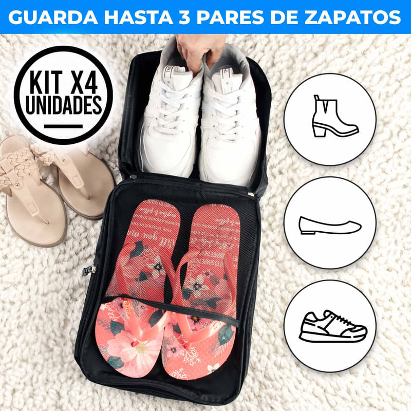 Kit 2 Bolsas Organizadoras de viaje para Zapatos con 3 Capas Salmón