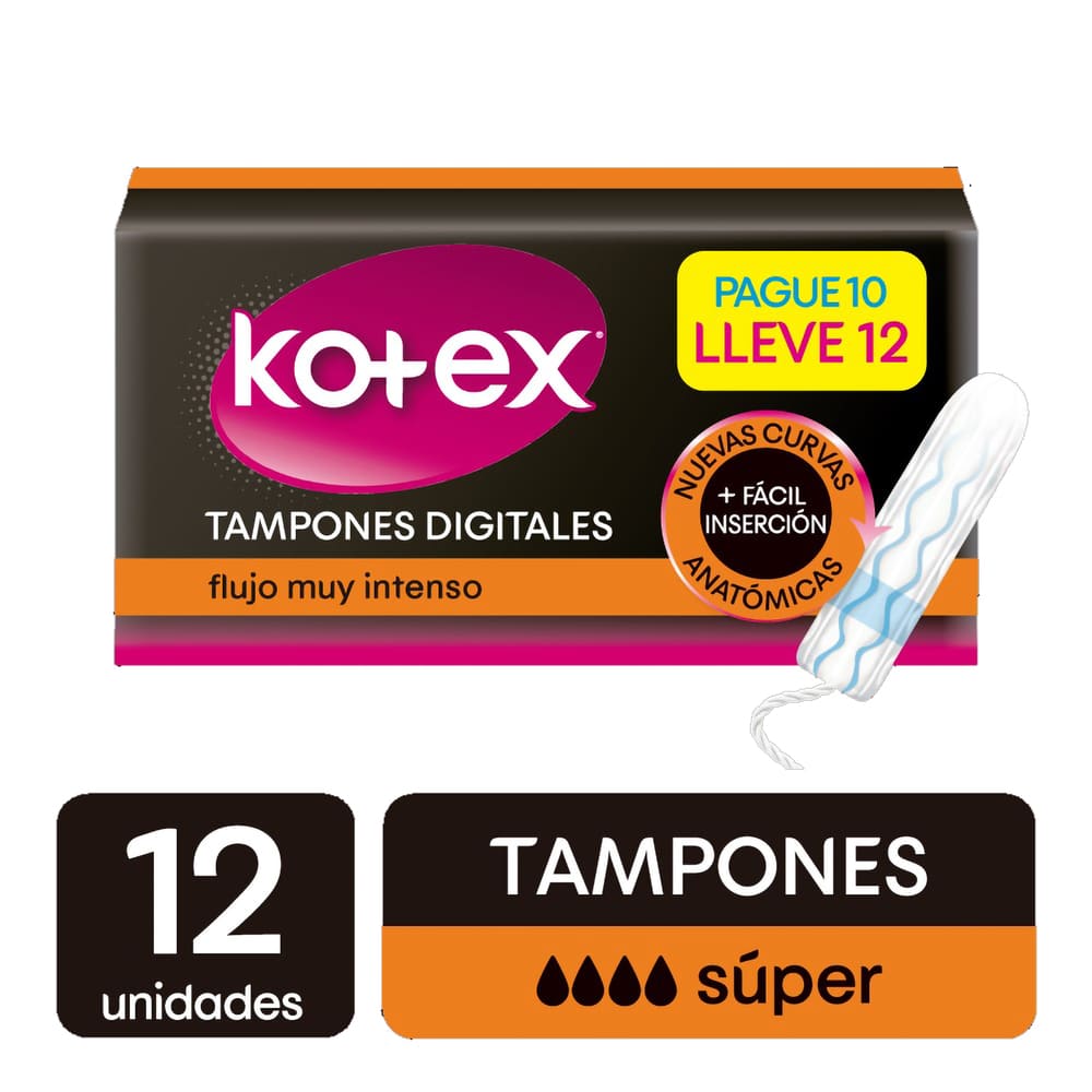 OFERTA TAMPONES KOTEX DIGITALES F. INTENSO PAGUE 10 LLEVE 12