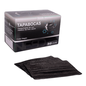TAPABOCAS TERMOSELLADO MEDICO NEGRO NESD