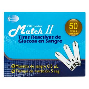 TIRA REACTIVA DE GLUCOSA EN SANGRE OKMETER MATCH II