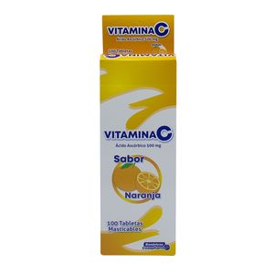 VITAMINA C 500 MG TABLETAS MASTICABLES NARANJA