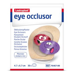 PARCHE OCULAR JUNIOR LEUKOPLAST - INCLUYE STICKERS- 4.7 X 6.7 CM
