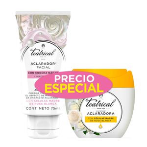 KIT CREMA TEATRICAL ACLARADO FACIAL CON CONCHA DE NACAR Y NIACINA 75 ML + CREMA TEATRICAL ACLARADO FACIAL C