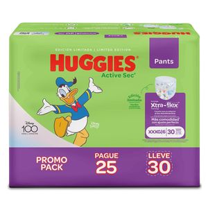 PAÑAL HUGGIES PANTS ACTIVE SEC ETAPA 6/XXXG PAGUE 25 LLEVE 30