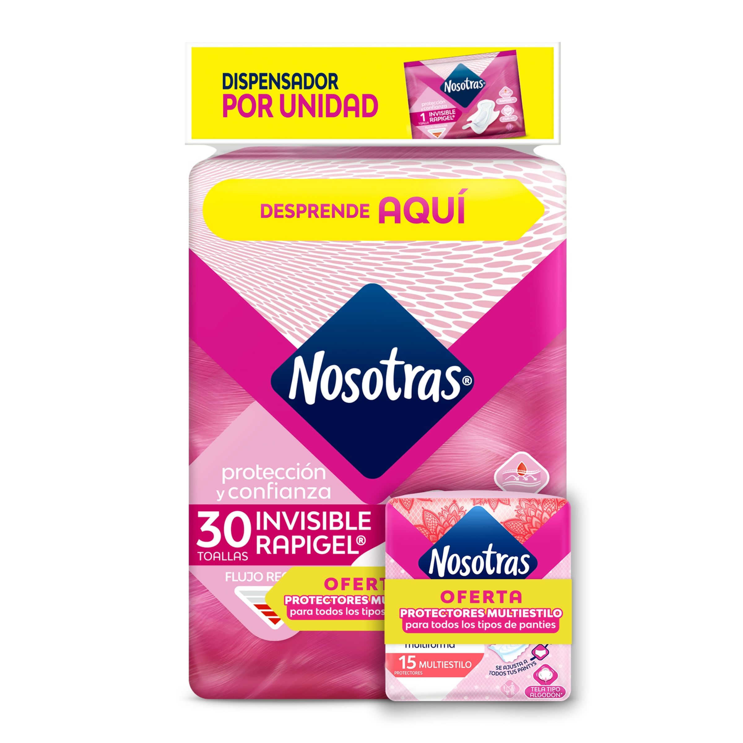 TOALLAS NOSOTRAS INVISIBLE RAPIGEL X 30 UND GRATIS OBSEQUIO SKU58264