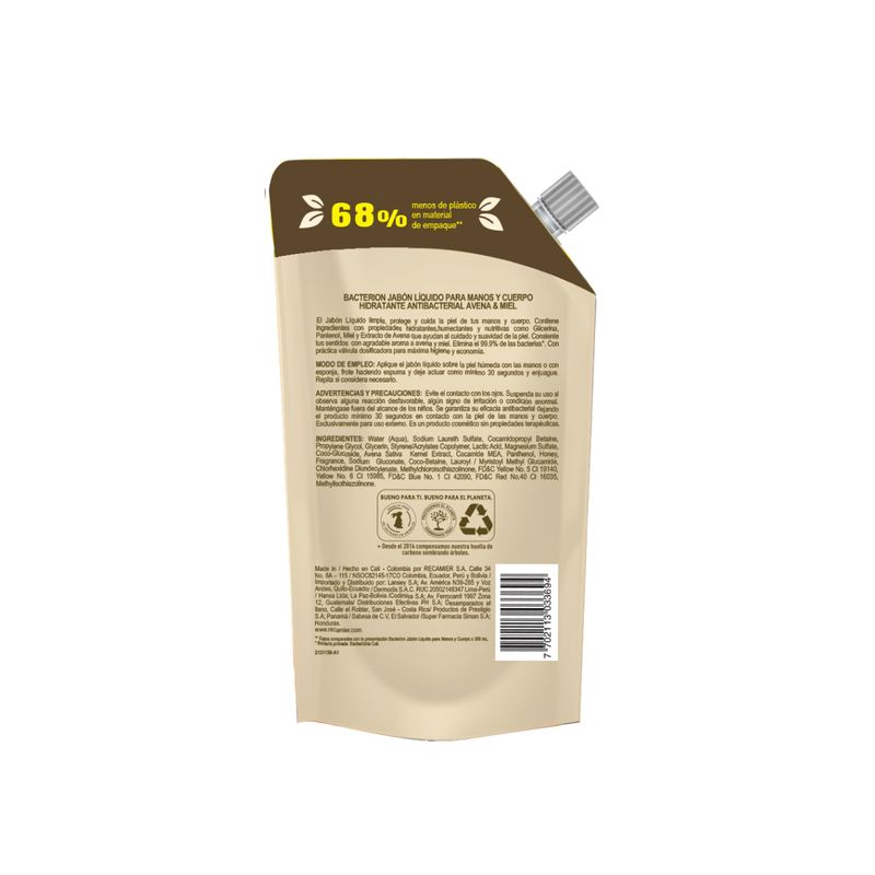 JABON BACTERION LIQ AVENA MIEL_P
