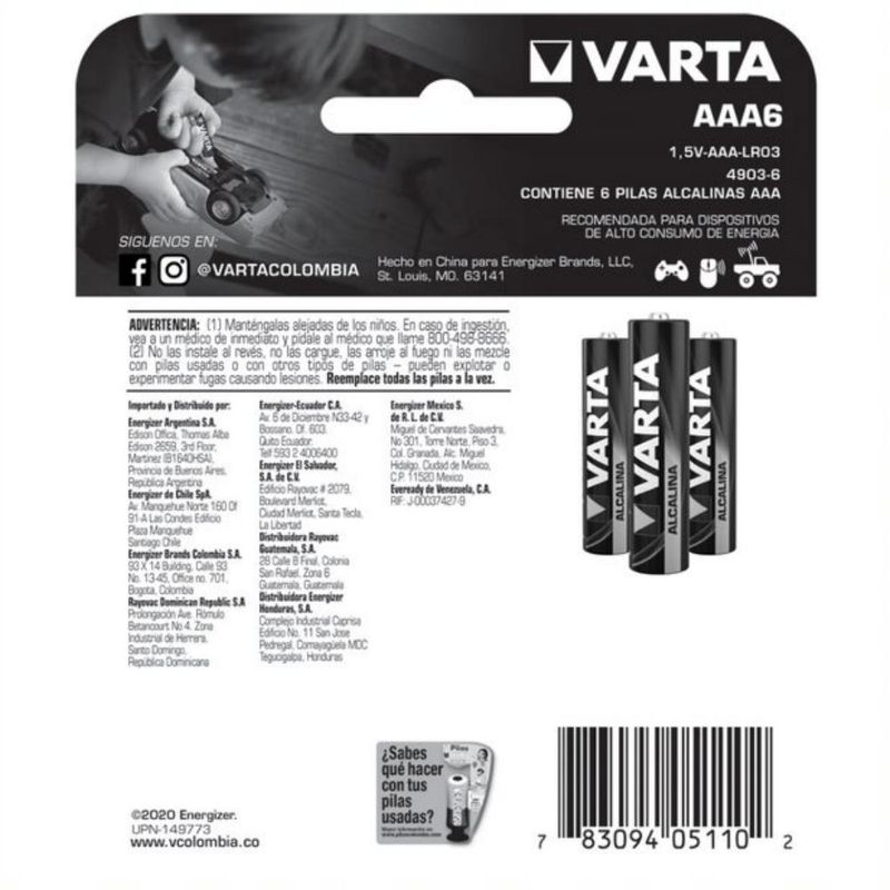 PILA VARTA ALCALINA AAA P-E_L