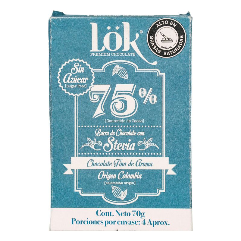 CHOCOLATE LOK 75% CACAO STEVIA_F