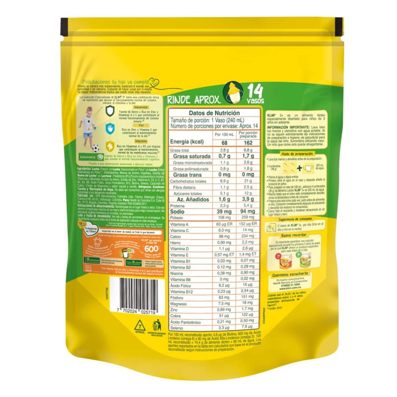 ALIMENTO LACTEO KLIM 3 -_P