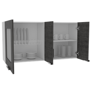  Tuhome Superior 150 - Armario de pared con vidrio, cuatro  estantes interiores, dos puertas dobles, color blanco : Hogar y Cocina