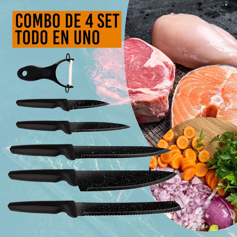 4pcs Juego De Cuchillos De Cocina, Cuchillo De Chef Profesional De