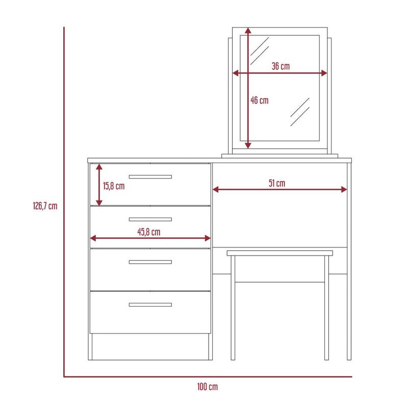 Mueble Tocador Wesley, Miel y Blanco, Cuatro Cajones Para Ubicar Maqui -  VIRTUAL MUEBLES