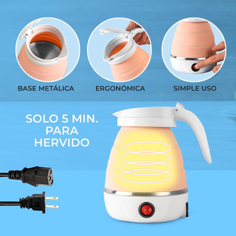 Calentador Hervidor D Agua Eléctrico Plegable Portátil 600ml