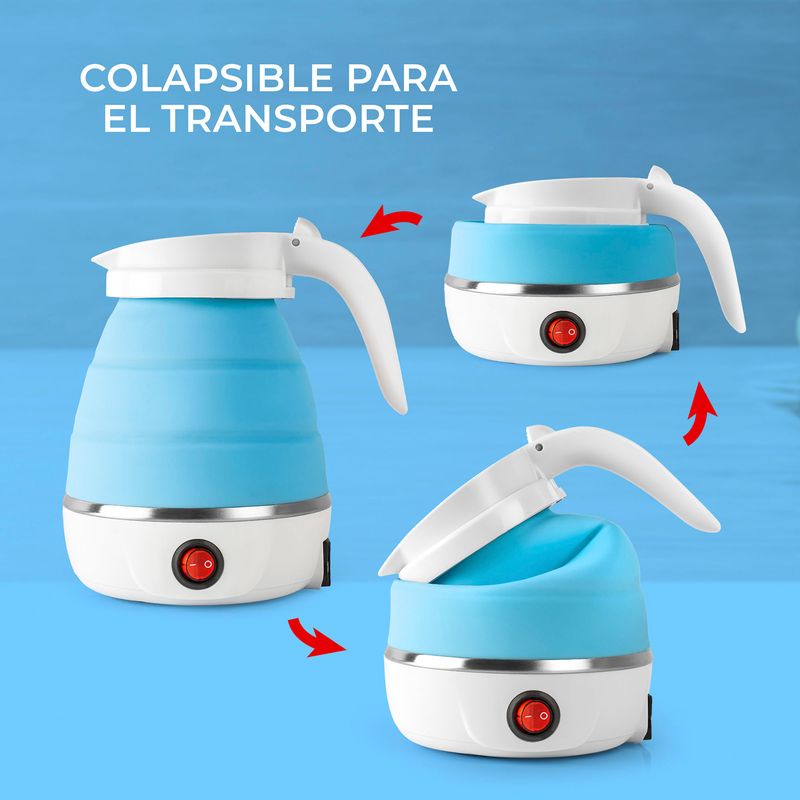 Combo Hervidor de agua eléctrico portátil +Tetera eléctrica Azul