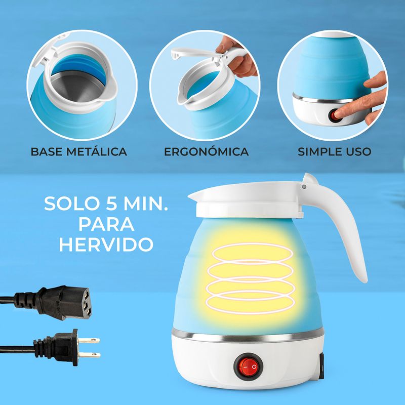 Hervidor eléctrico plegable portátil, agua rápida, tetera