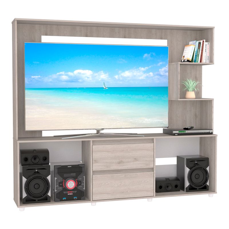 Centro Entretenimiento Mueble Para TV 65 Blanc - Wengue