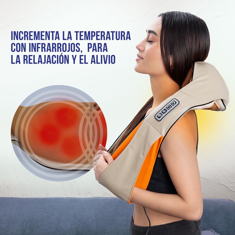 Masajeador shiatsu de hombro y cuello con calor, almohada masajeadora para  tejido profundo para aliviar el dolor del cuello, la espalda y los hombros