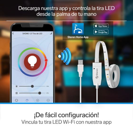 Tira LED Wi-Fi* multicolor RGB+W de 2 m