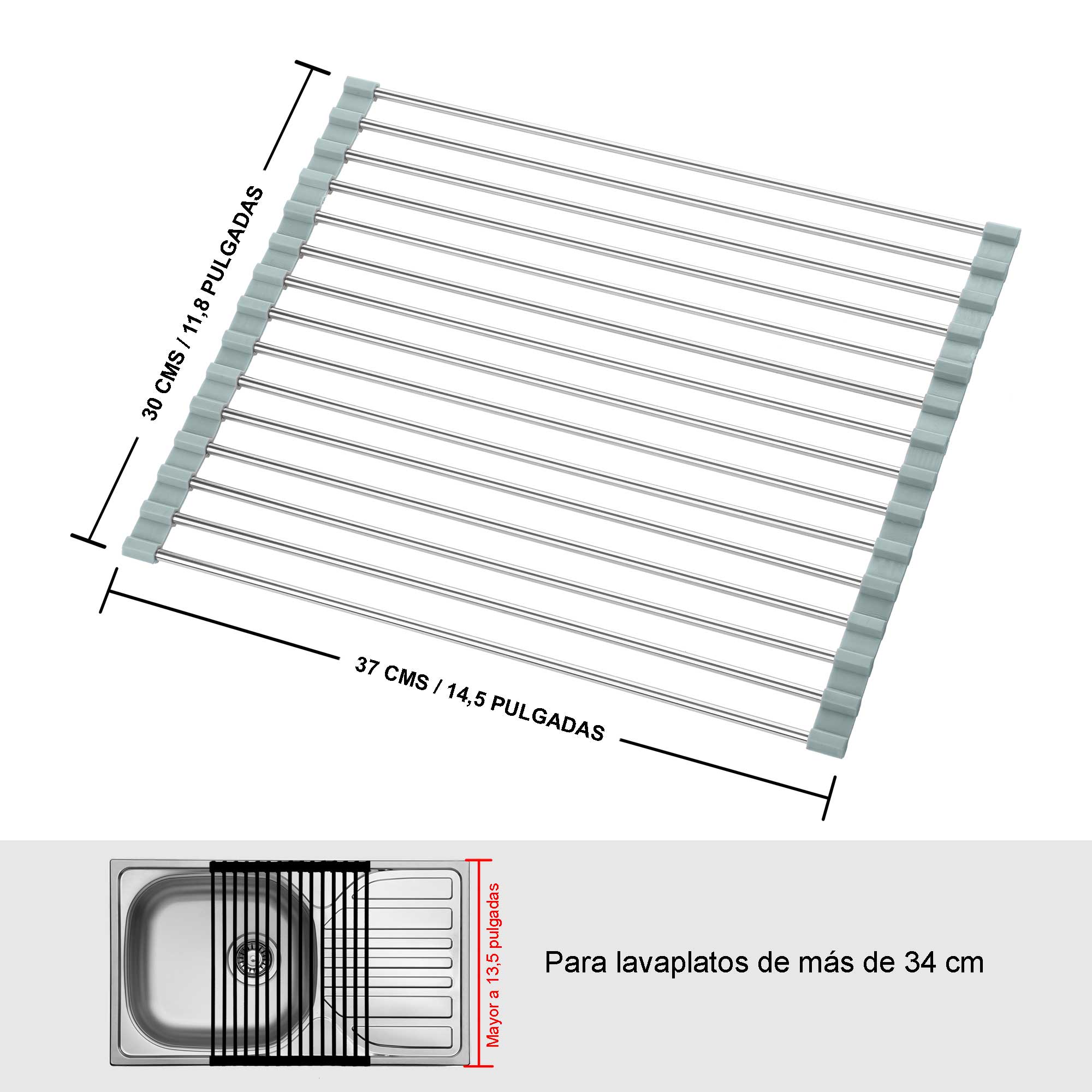 2 escurridores de platos o loza en acero moderno enrollable