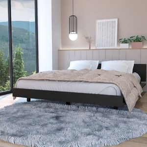 Base cama doble woody, gris grafito, con tendido de tablas - Madecentro