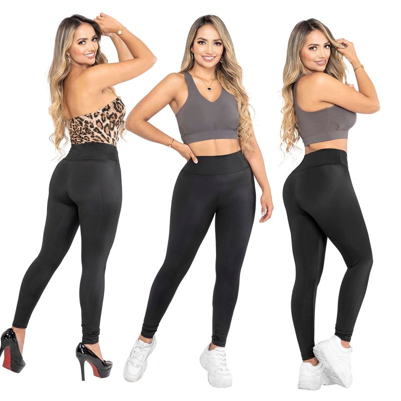 Leggins deportivos tiro alto control de abdomen licra larga