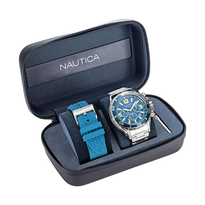 Reloj Hombre Nautica Dos Pulsos Azul Acero NAPNSS219