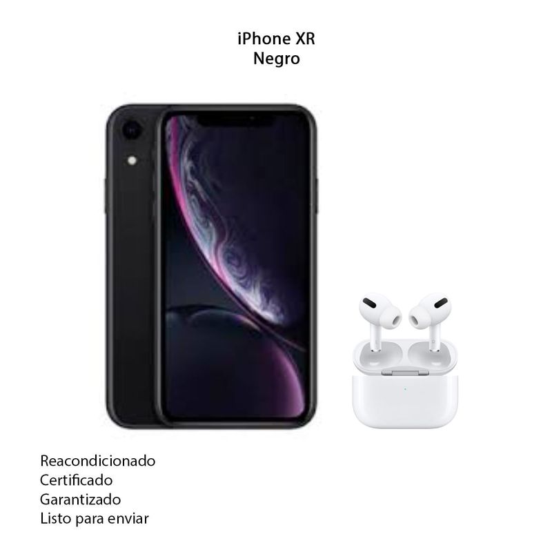 Celular iPhone Xr de 64Gb Reacondicionado Negro + AirPods Pro 2 Genericos