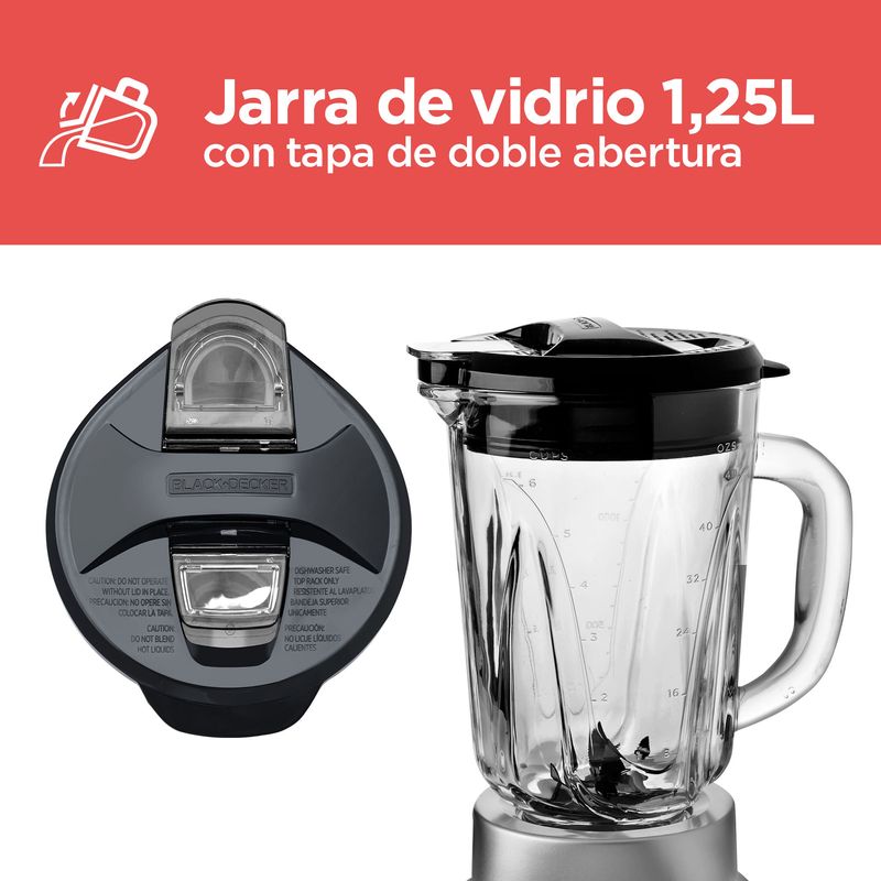 Jarra Vidrio Licuadora Pulverix 1.5 Lts BL1140-03 BLACK+DECKER